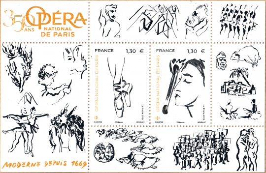 Bloc de timbres 350 ans de l'Opéra national de Paris