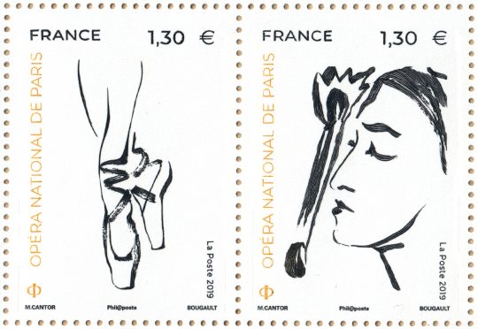 Timbres du bloc 350 ans de l'Opéra national de Paris